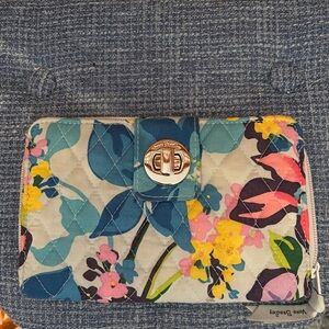 Vera Bradley Blue and Pink Floral Wallet with Gold Clasp